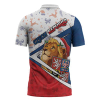 Czech Republic Christmas Zipper Polo Shirt The Lion With Coat Of Arms - Wonder Print Shop