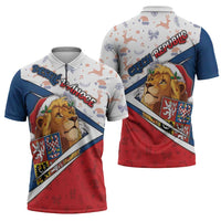Czech Republic Christmas Zipper Polo Shirt The Lion With Coat Of Arms - Wonder Print Shop