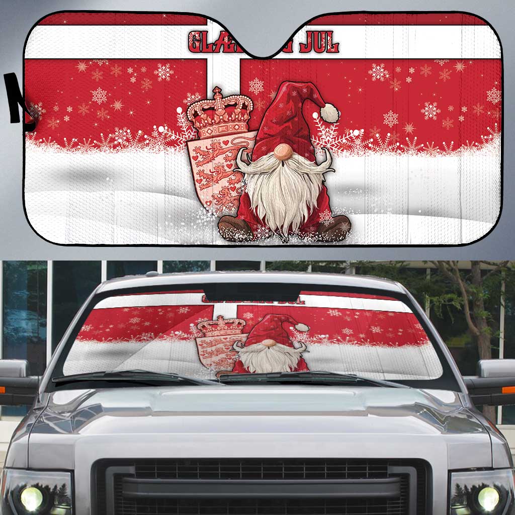 Denmark Christmas Auto Sun Shade Nisse Glaedelig Jul - Wonder Print Shop