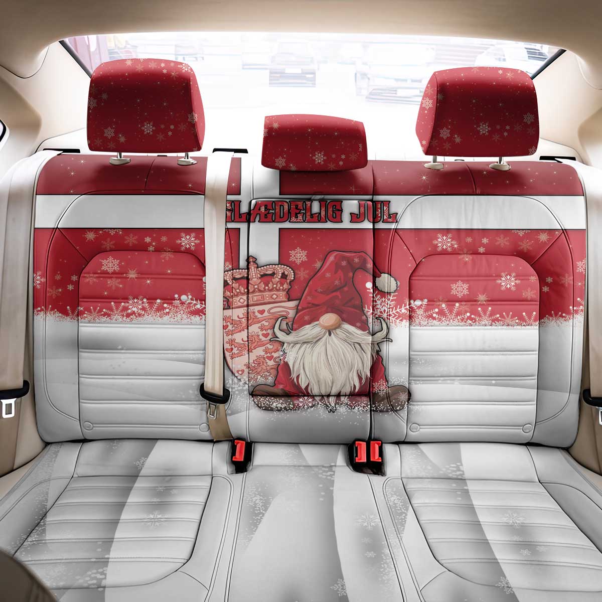 Denmark Christmas Back Car Seat Cover Nisse Glaedelig Jul - Wonder Print Shop