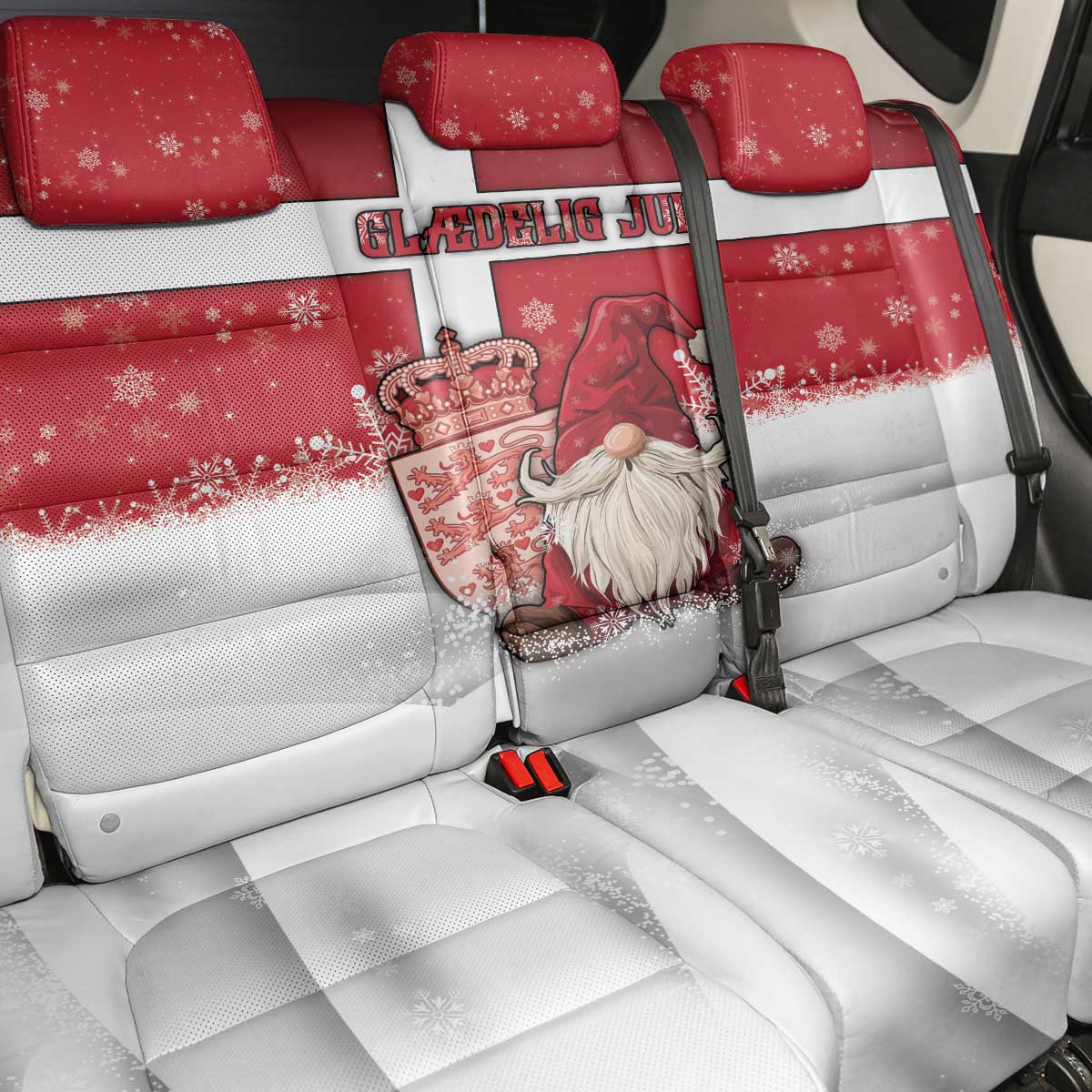 Denmark Christmas Back Car Seat Cover Nisse Glaedelig Jul - Wonder Print Shop