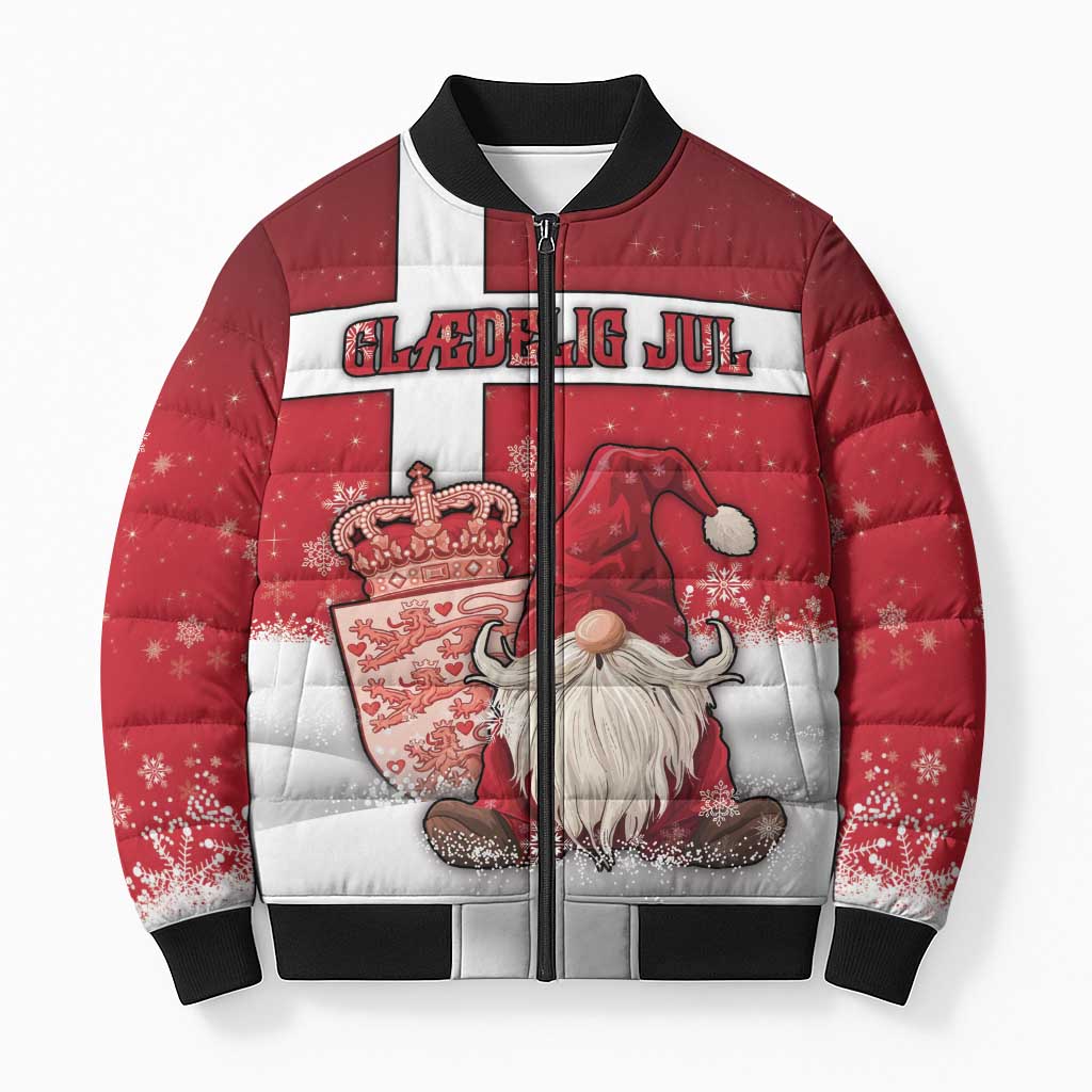 Denmark Christmas Bomber Puffer Jacket Nisse Glaedelig Jul - Wonder Print Shop
