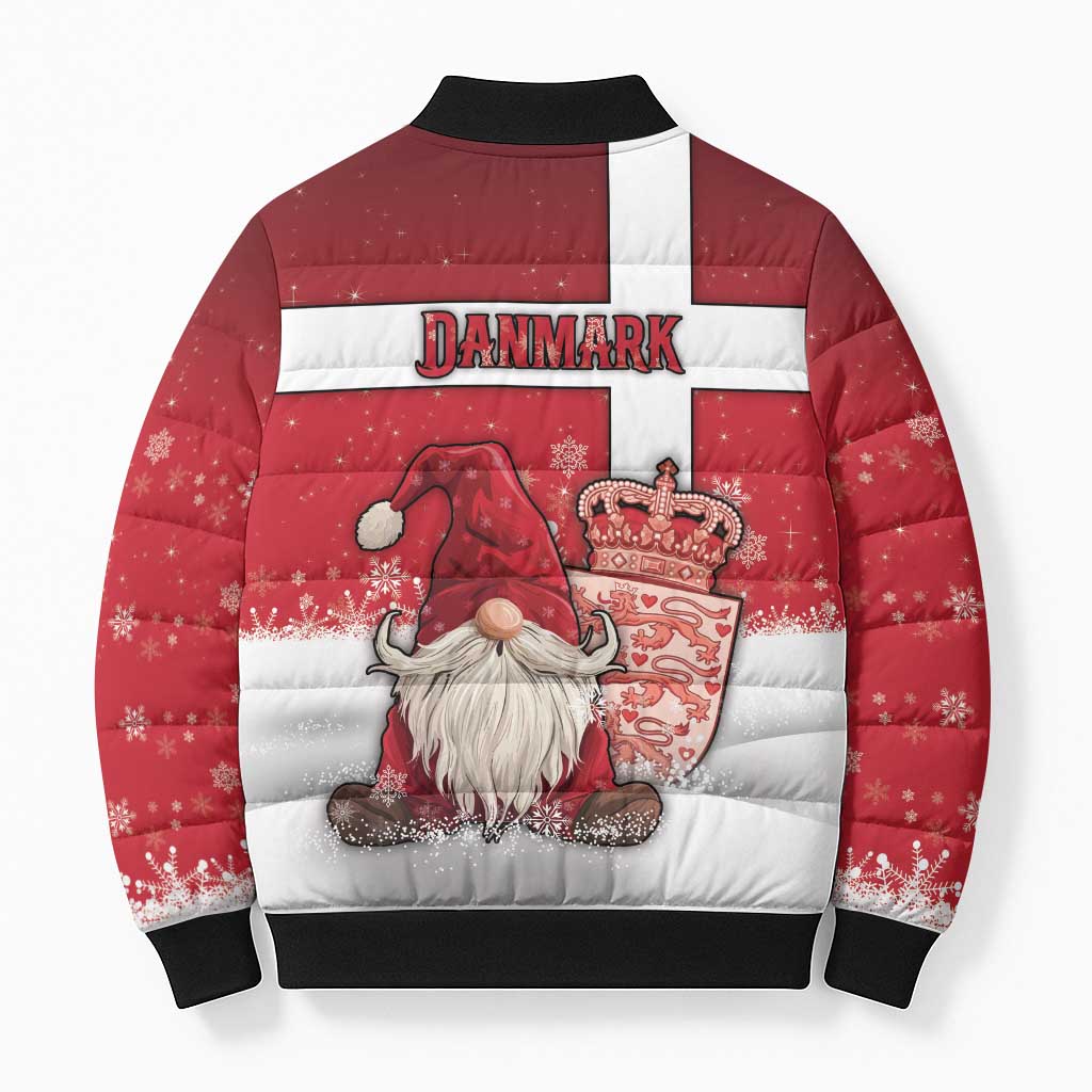 Denmark Christmas Bomber Puffer Jacket Nisse Glaedelig Jul - Wonder Print Shop