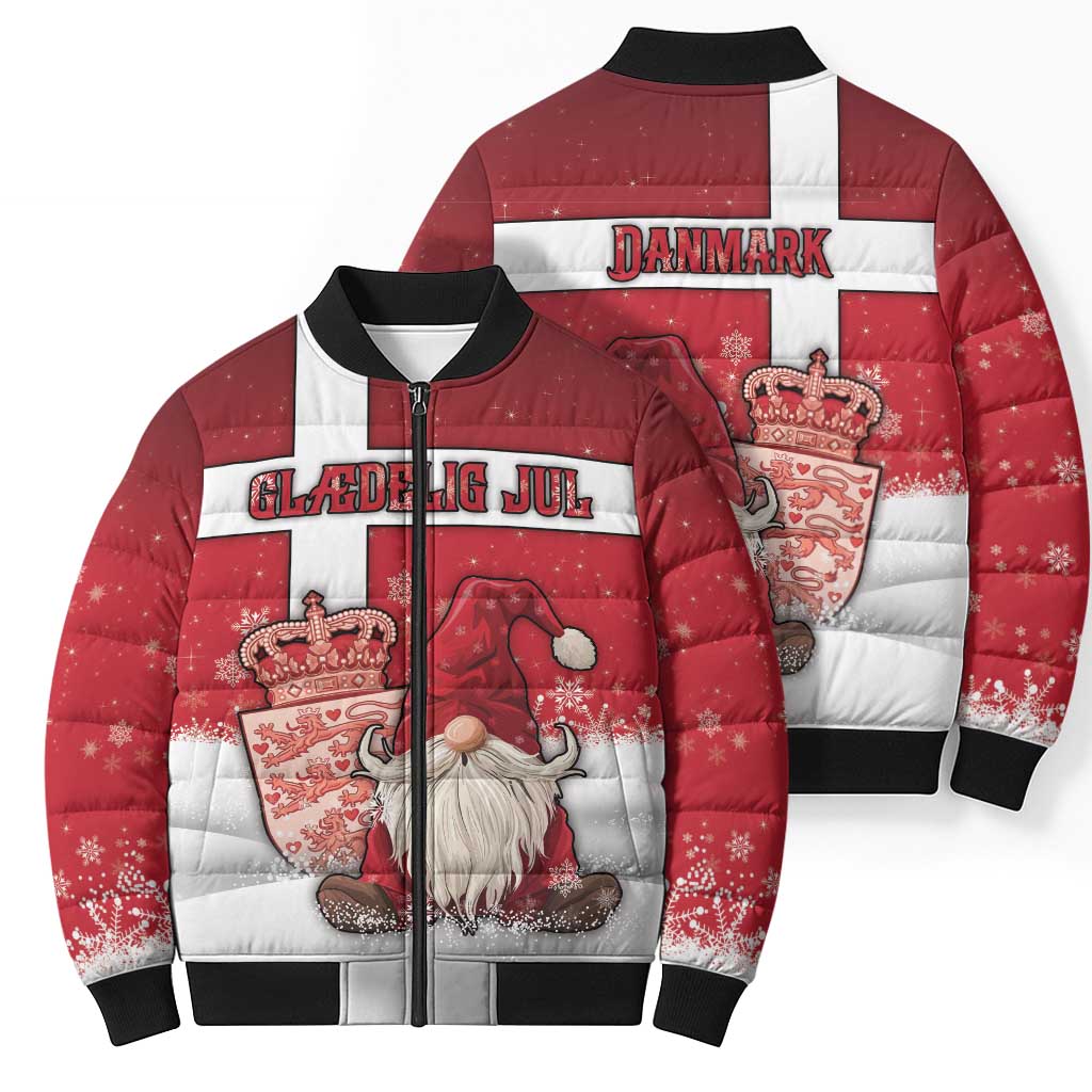 Denmark Christmas Bomber Puffer Jacket Nisse Glaedelig Jul - Wonder Print Shop