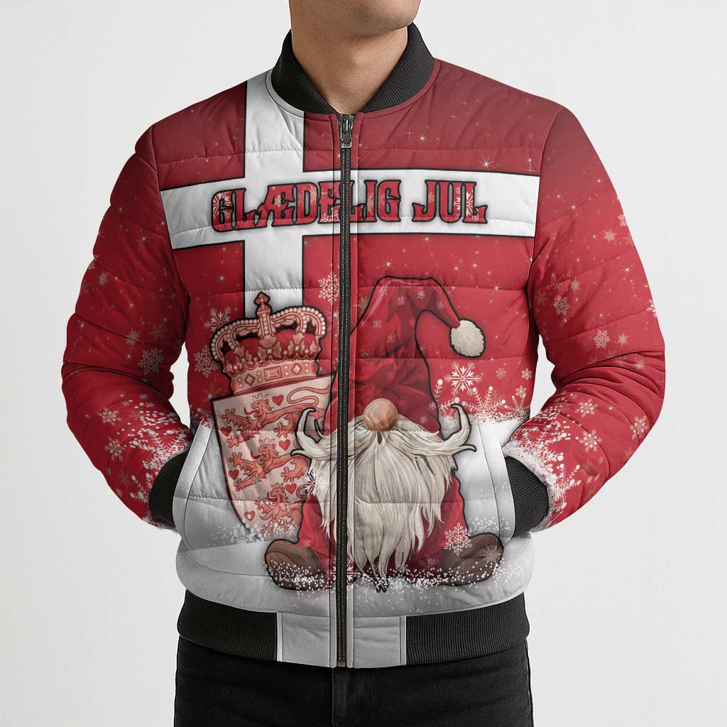 Denmark Christmas Bomber Puffer Jacket Nisse Glaedelig Jul - Wonder Print Shop