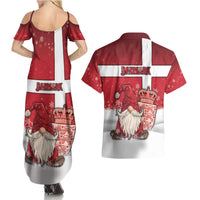 Denmark Christmas Couples Matching Summer Maxi Dress and Hawaiian Shirt Nisse Glaedelig Jul - Wonder Print Shop
