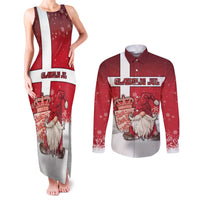 Denmark Christmas Couples Matching Tank Maxi Dress and Long Sleeve Button Shirt Nisse Glaedelig Jul - Wonder Print Shop