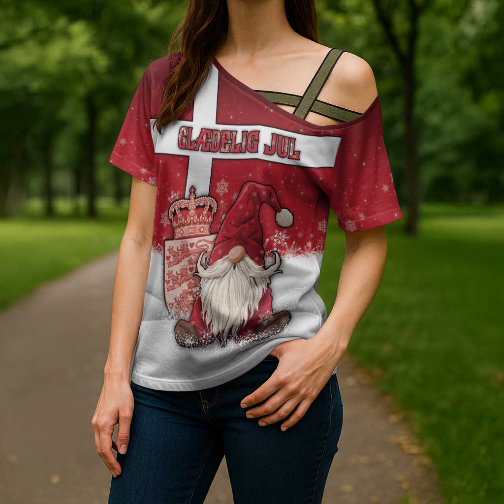 Denmark Christmas Cross Shoulder Shirt Nisse Glaedelig Jul - Wonder Print Shop