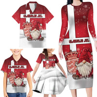 Denmark Christmas Family Matching Long Sleeve Bodycon Dress and Hawaiian Shirt Nisse Glaedelig Jul - Wonder Print Shop