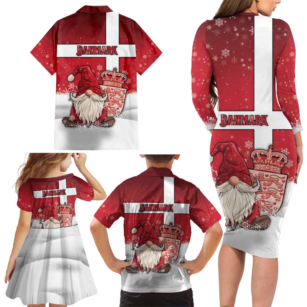 Denmark Christmas Family Matching Long Sleeve Bodycon Dress and Hawaiian Shirt Nisse Glaedelig Jul - Wonder Print Shop