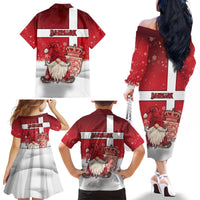 Denmark Christmas Family Matching Off The Shoulder Long Sleeve Dress and Hawaiian Shirt Nisse Glaedelig Jul - Wonder Print Shop