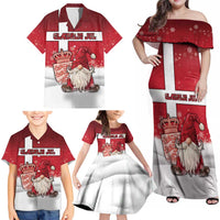 Denmark Christmas Family Matching Off Shoulder Maxi Dress and Hawaiian Shirt Nisse Glaedelig Jul - Wonder Print Shop