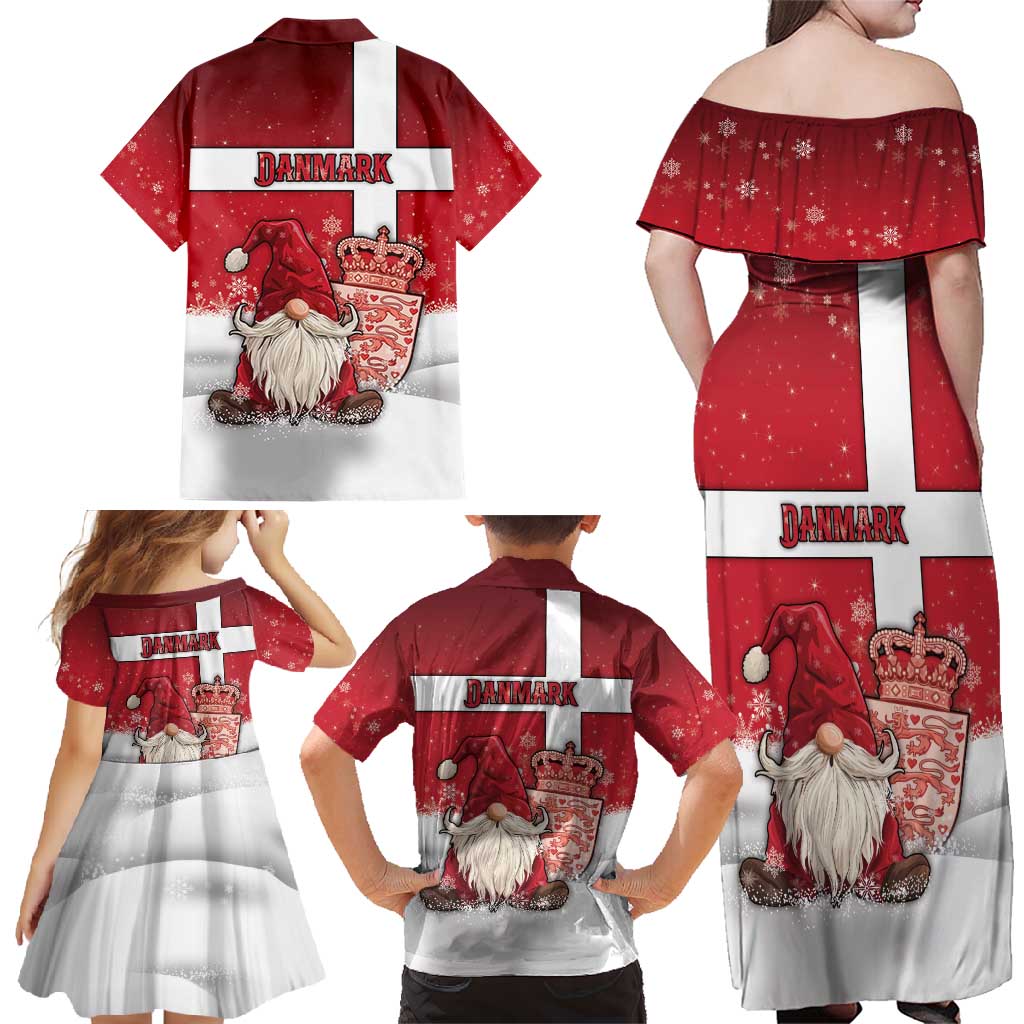 Denmark Christmas Family Matching Off Shoulder Maxi Dress and Hawaiian Shirt Nisse Glaedelig Jul - Wonder Print Shop