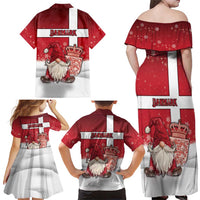 Denmark Christmas Family Matching Off Shoulder Maxi Dress and Hawaiian Shirt Nisse Glaedelig Jul - Wonder Print Shop