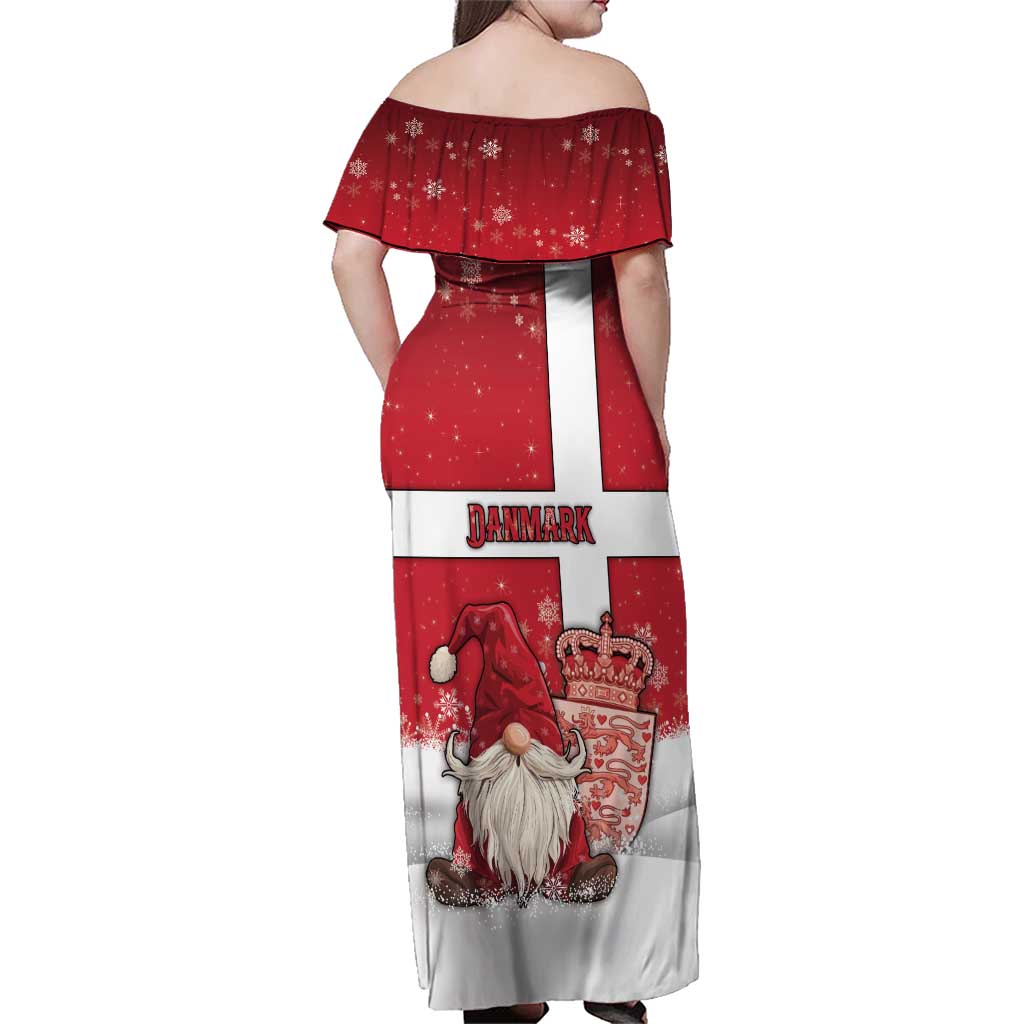 Denmark Christmas Family Matching Off Shoulder Maxi Dress and Hawaiian Shirt Nisse Glaedelig Jul - Wonder Print Shop