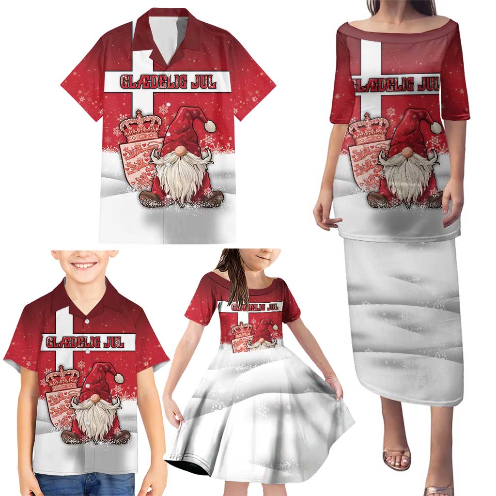 Denmark Christmas Family Matching Puletasi and Hawaiian Shirt Nisse Glaedelig Jul - Wonder Print Shop
