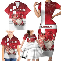 Denmark Christmas Family Matching Short Sleeve Bodycon Dress and Hawaiian Shirt Nisse Glaedelig Jul - Wonder Print Shop