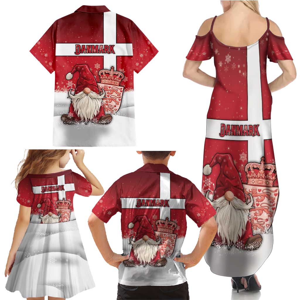 Denmark Christmas Family Matching Summer Maxi Dress and Hawaiian Shirt Nisse Glaedelig Jul - Wonder Print Shop