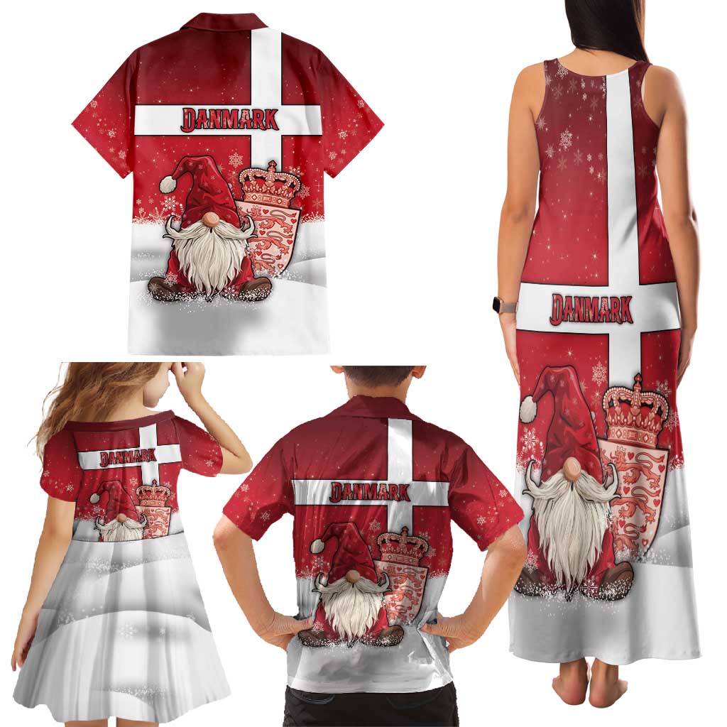 Denmark Christmas Family Matching Tank Maxi Dress and Hawaiian Shirt Nisse Glaedelig Jul - Wonder Print Shop