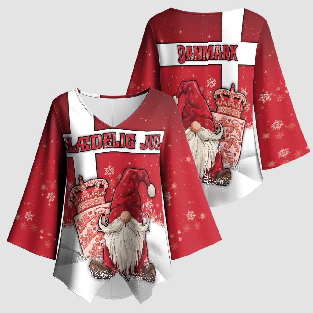 Denmark Christmas Kimono Sleeve Blouse Nisse Glaedelig Jul - Wonder Print Shop