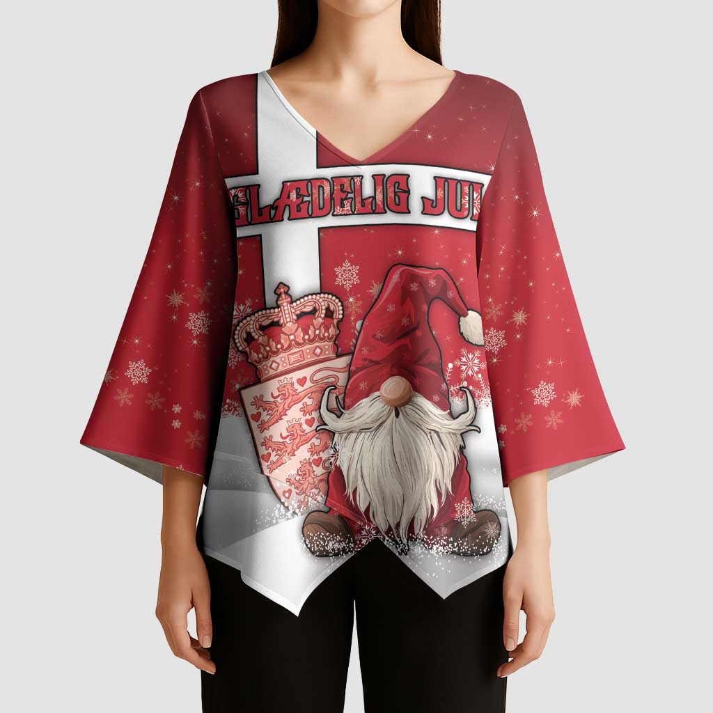 Denmark Christmas Kimono Sleeve Blouse Nisse Glaedelig Jul - Wonder Print Shop