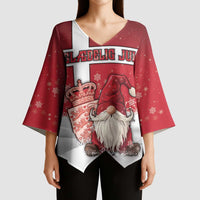 Denmark Christmas Kimono Sleeve Blouse Nisse Glaedelig Jul - Wonder Print Shop