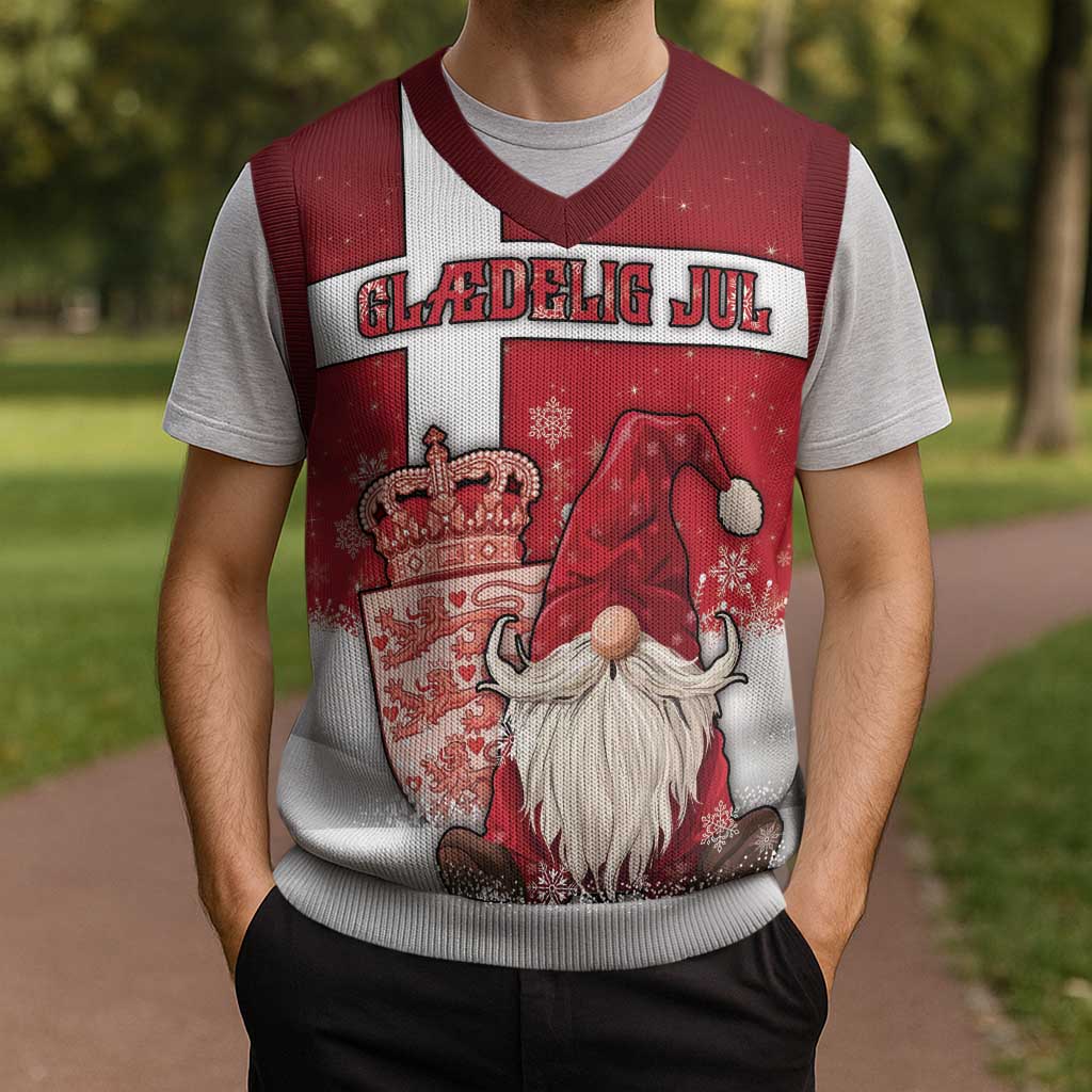 Denmark Christmas Knitted V-Neck Vest Nisse Glaedelig Jul - Wonder Print Shop