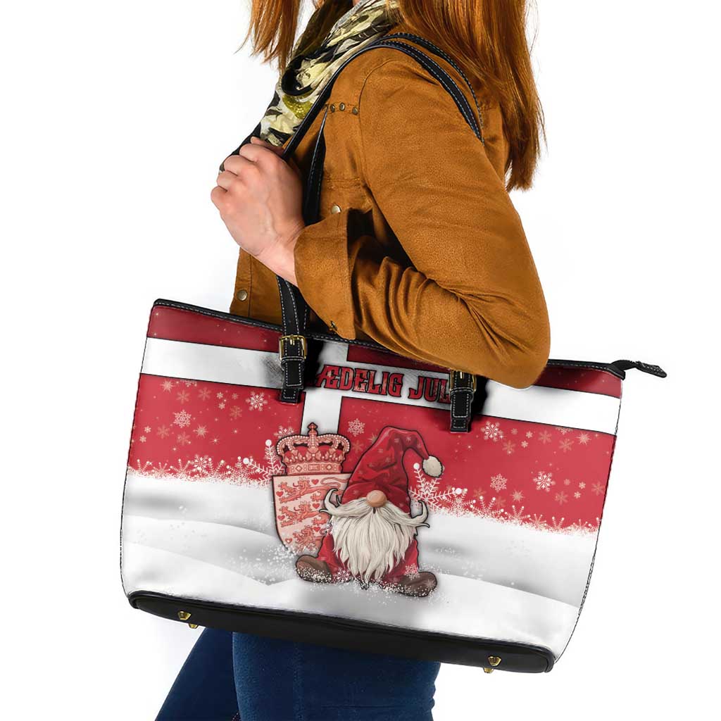 Denmark Christmas Leather Tote Bag Nisse Glaedelig Jul - Wonder Print Shop