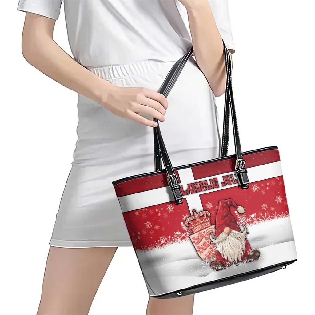 Denmark Christmas Leather Tote Bag Nisse Glaedelig Jul - Wonder Print Shop