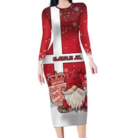 Denmark Christmas Long Sleeve Bodycon Dress Nisse Glaedelig Jul - Wonder Print Shop