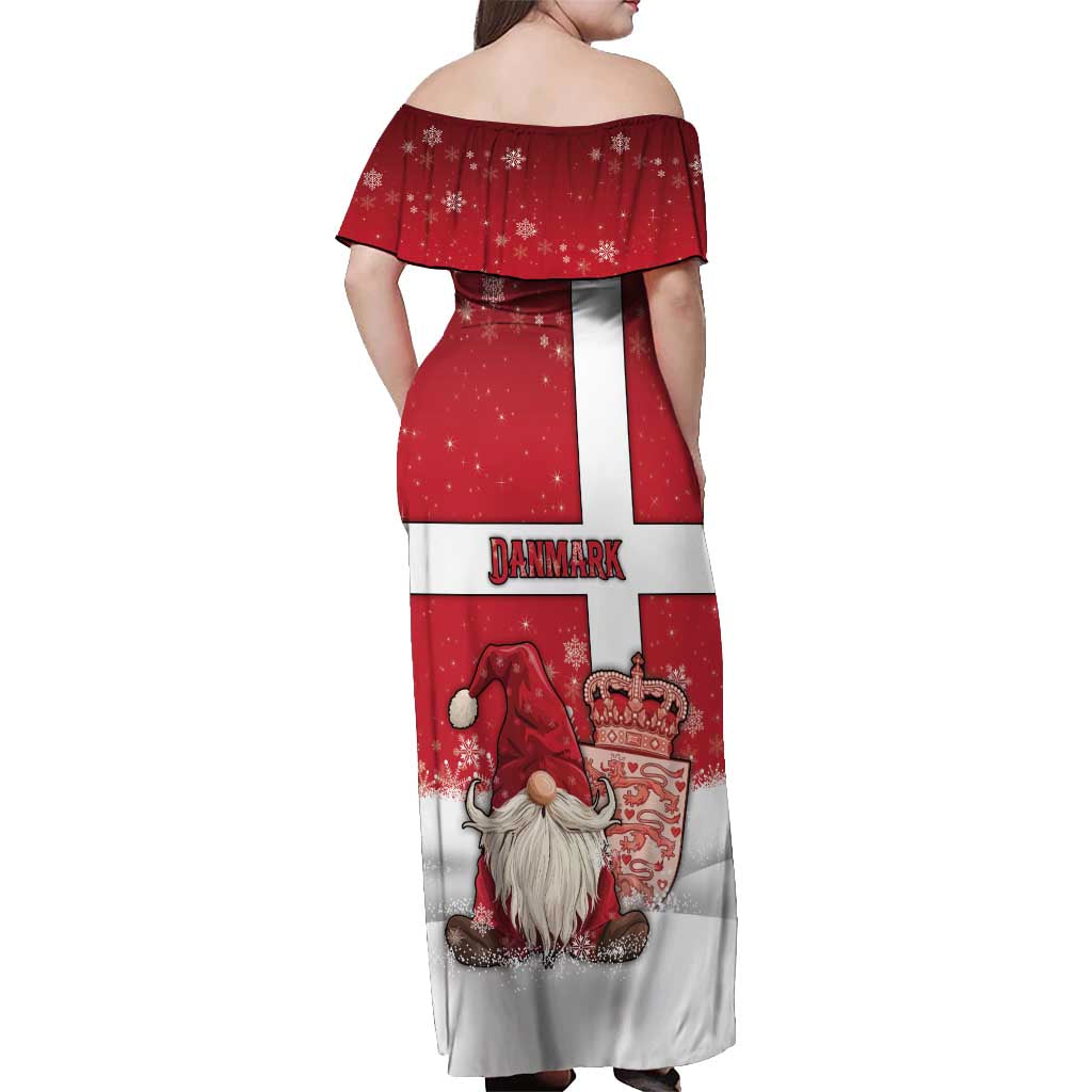 Denmark Christmas Off Shoulder Maxi Dress Nisse Glaedelig Jul - Wonder Print Shop