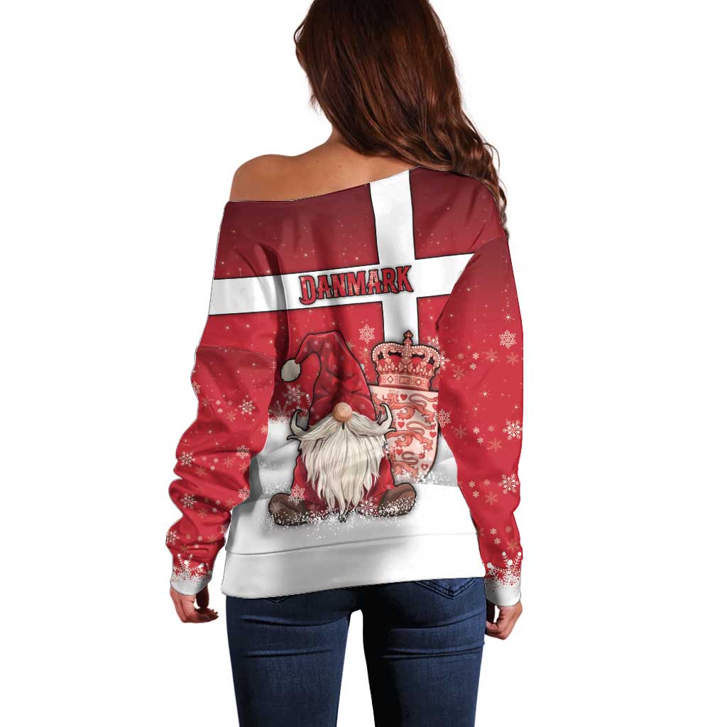Denmark Christmas Off Shoulder Sweater Nisse Glaedelig Jul - Wonder Print Shop