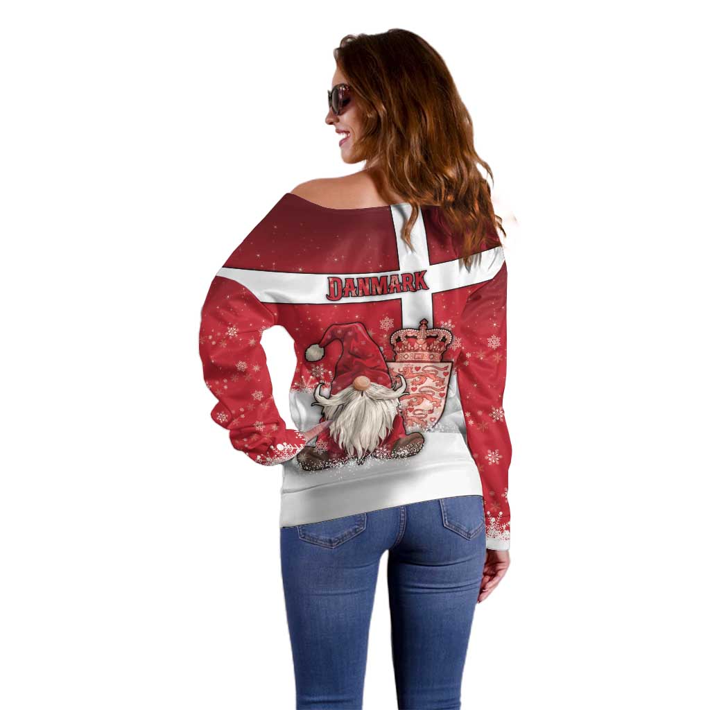 Denmark Christmas Off Shoulder Sweater Nisse Glaedelig Jul - Wonder Print Shop