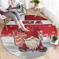Denmark Christmas Round Carpet Nisse Glaedelig Jul - Wonder Print Shop