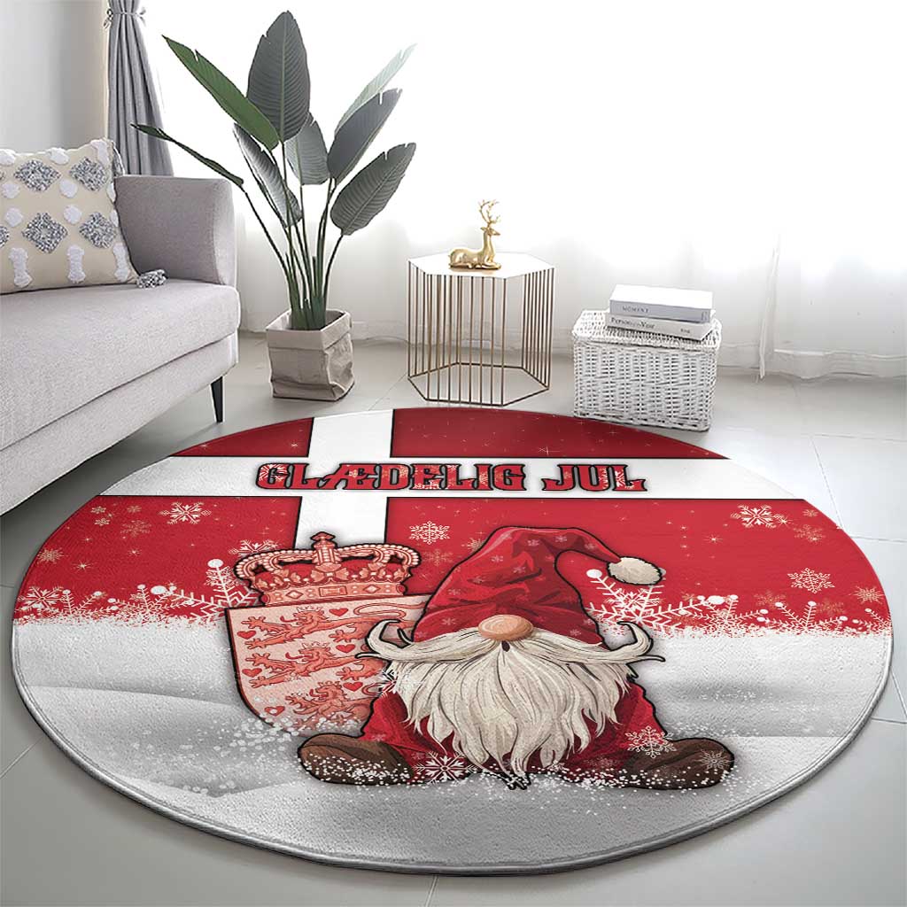 Denmark Christmas Round Carpet Nisse Glaedelig Jul - Wonder Print Shop