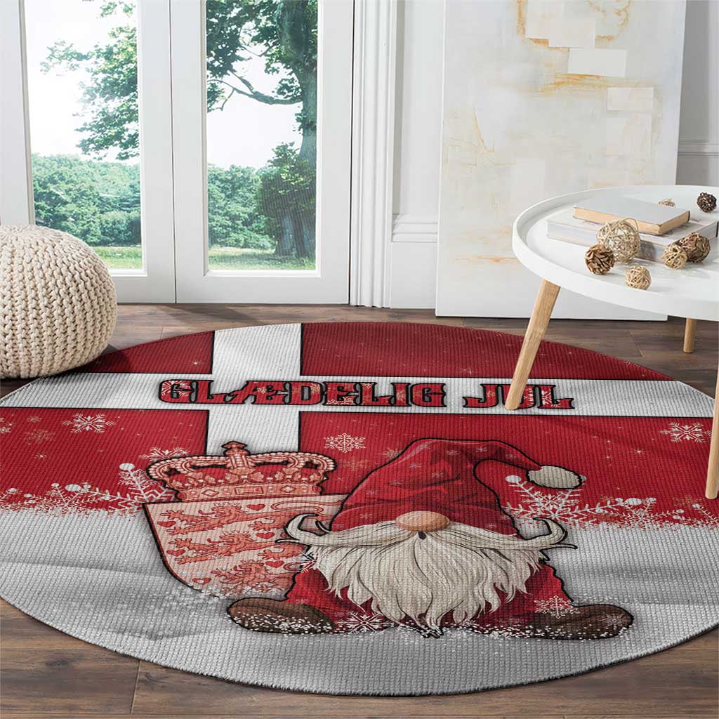 Denmark Christmas Round Carpet Nisse Glaedelig Jul - Wonder Print Shop