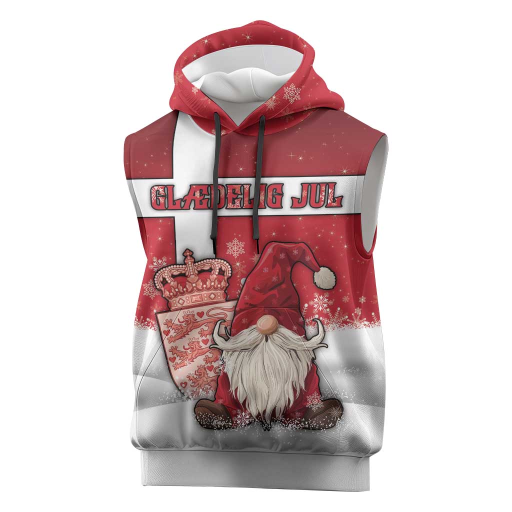 Denmark Christmas Sleeveless Hoodie Nisse Glaedelig Jul - Wonder Print Shop