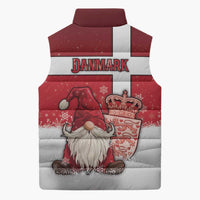 Denmark Christmas Sleeveless Puffer Jacket Nisse Glaedelig Jul - Wonder Print Shop