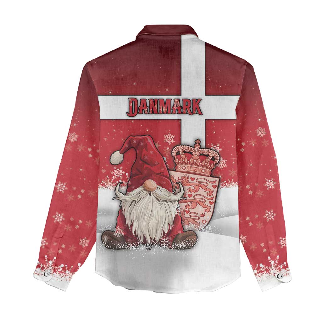 Denmark Christmas Women Casual Shirt Nisse Glaedelig Jul - Wonder Print Shop