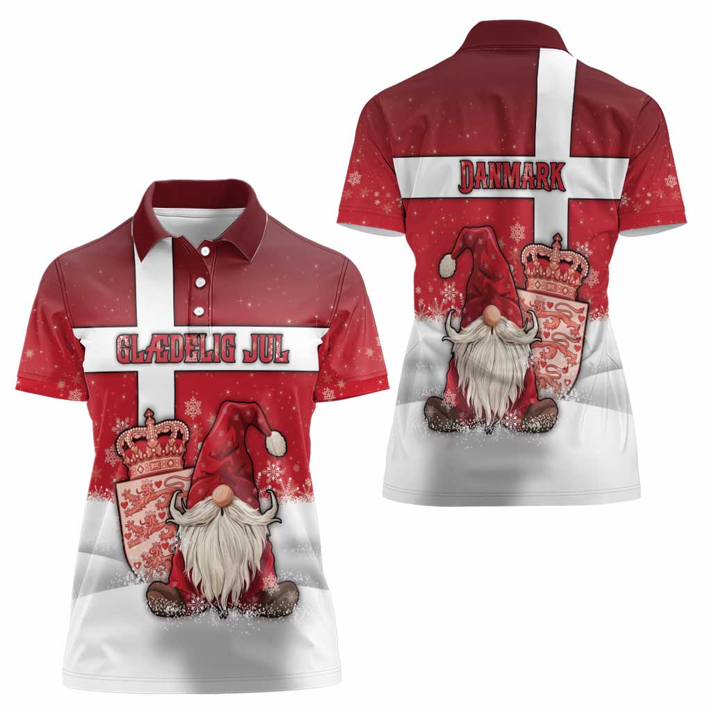 Denmark Christmas Women Polo Shirt Nisse Glaedelig Jul - Wonder Print Shop