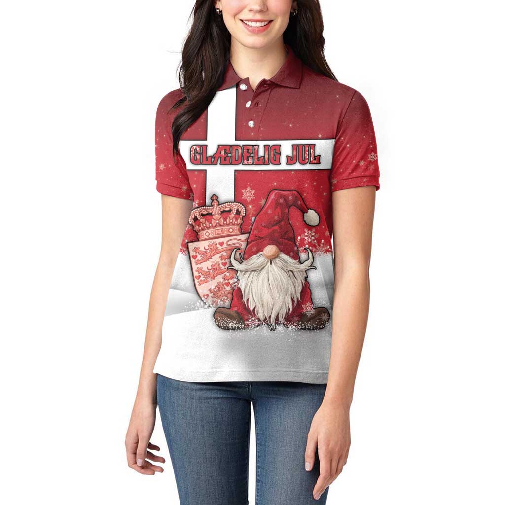 Denmark Christmas Women Polo Shirt Nisse Glaedelig Jul - Wonder Print Shop