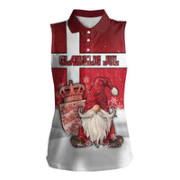 Denmark Christmas Women Sleeveless Polo Shirt Nisse Glaedelig Jul - Wonder Print Shop