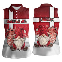 Denmark Christmas Women Sleeveless Polo Shirt Nisse Glaedelig Jul - Wonder Print Shop