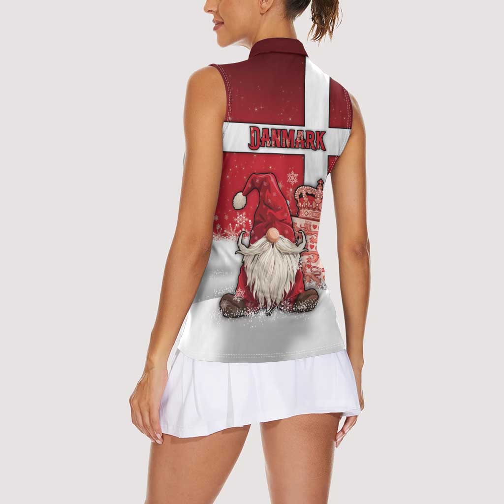 Denmark Christmas Women Sleeveless Polo Shirt Nisse Glaedelig Jul - Wonder Print Shop
