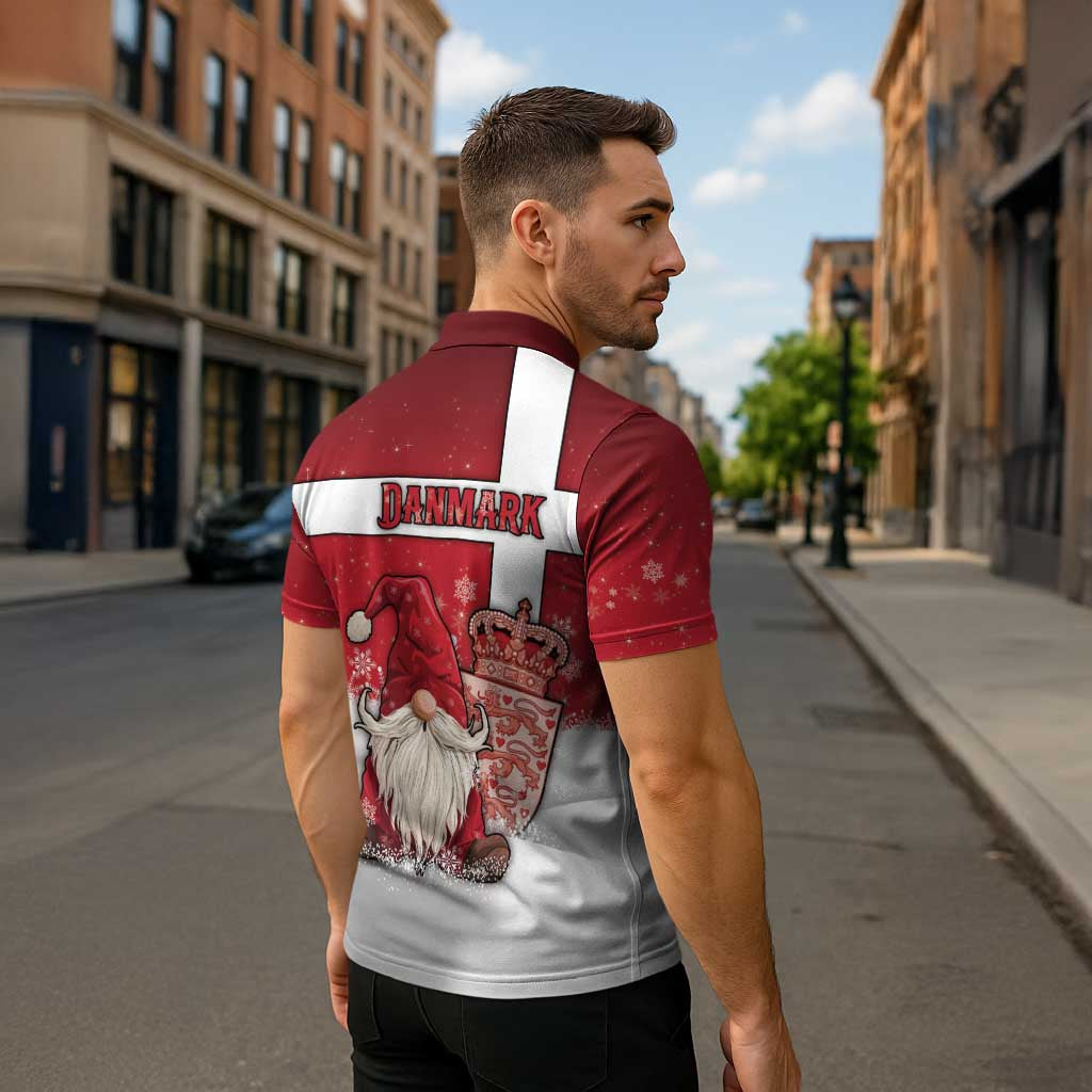 Denmark Christmas Zipper Polo Shirt Nisse Glaedelig Jul - Wonder Print Shop