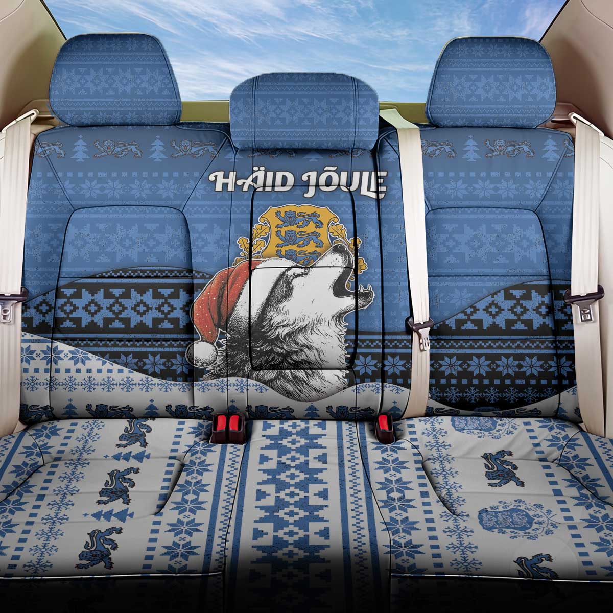 Estonia Christmas Back Car Seat Cover Haid Joule - Wonder Print Shop