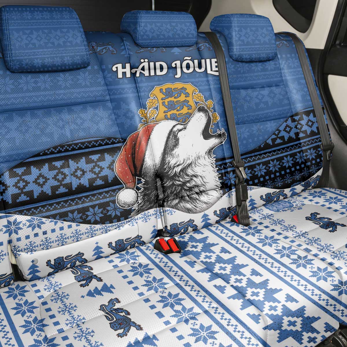 Estonia Christmas Back Car Seat Cover Haid Joule - Wonder Print Shop