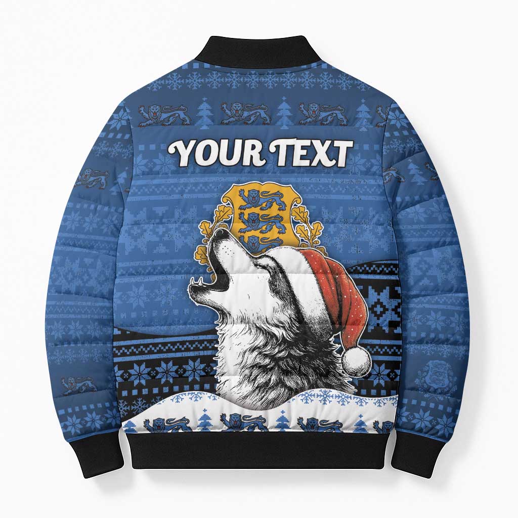 Personalized Estonia Christmas Bomber Puffer Jacket Haid Joule - Wonder Print Shop