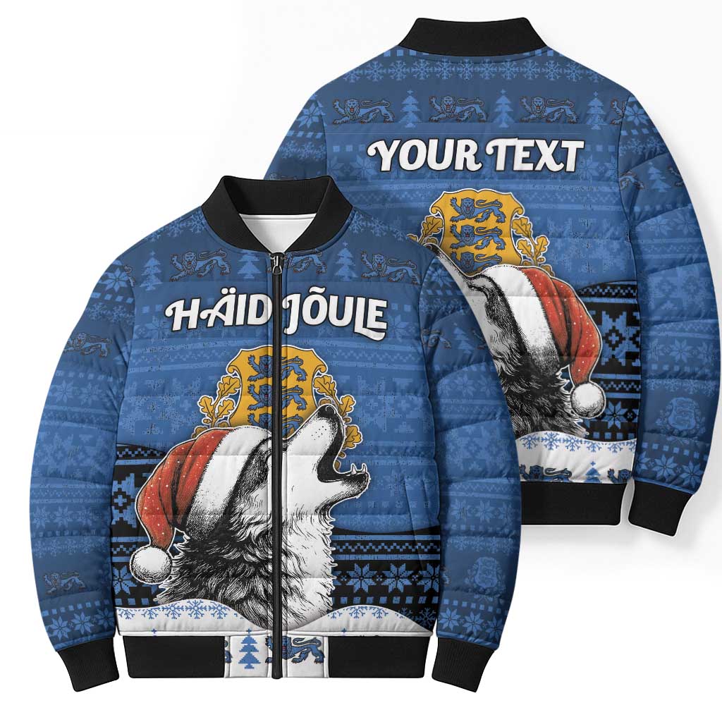 Personalized Estonia Christmas Bomber Puffer Jacket Haid Joule - Wonder Print Shop