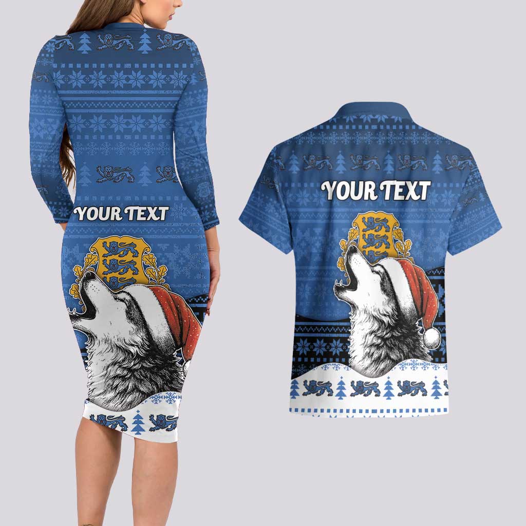 Personalized Estonia Christmas Couples Matching Long Sleeve Bodycon Dress and Hawaiian Shirt Haid Joule - Wonder Print Shop